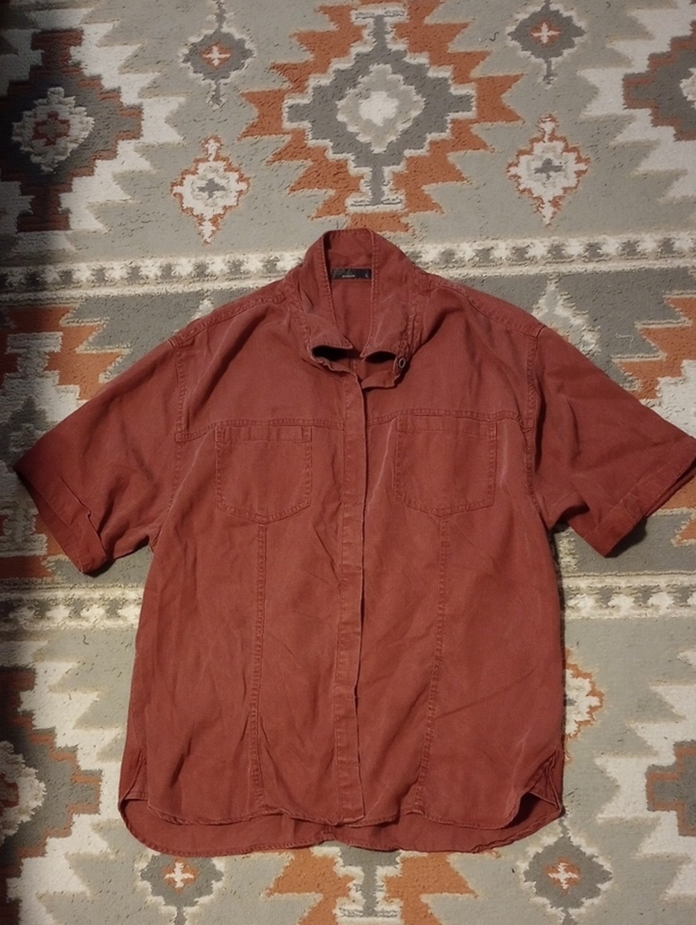 Prana Women’s Button-Front Short Sleeve Shirt - Burgundy